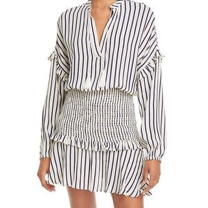 Aqua Bloomingdale’s navy and white striped long sleeve mini dress